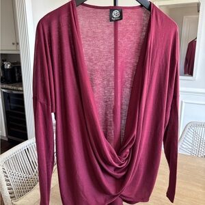 Bobeau Deep Burgundy Sheer Top